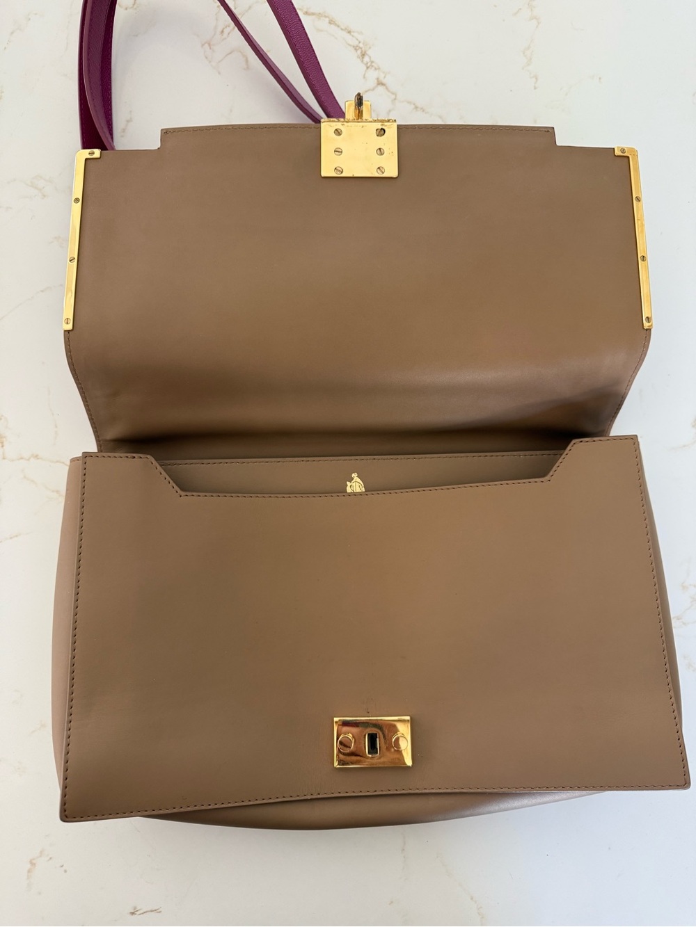 Lanvin Pink and Tan Shoulder Crossbody with Gold Hardware - Picture 8 of 10